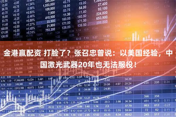 金港赢配资 打脸了？张召忠曾说：以美国经验，中国激光武器20年也无法服役！