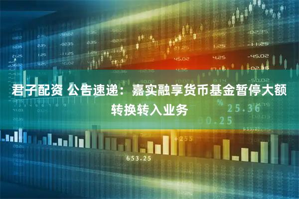 君子配资 公告速递：嘉实融享货币基金暂停大额转换转入业务