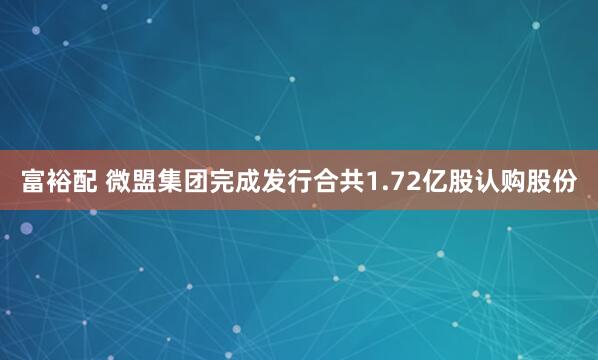 富裕配 微盟集团完成发行合共1.72亿股认购股份